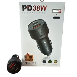 ADAPTADOR AUTO 12v 38W, 3.1 AMP SALIDA TC + USB